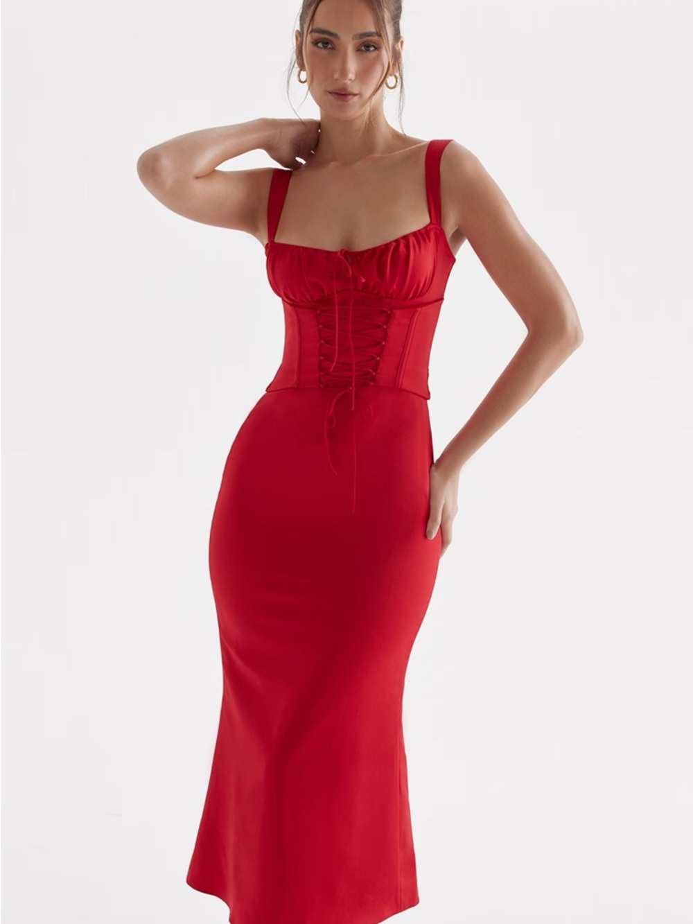 House of CB VALENCIA Red Rose Corset Dress